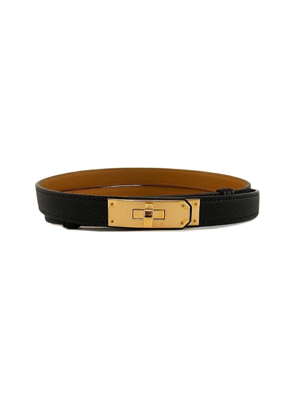 Hermes Kelly Belt Pink Gold Veau Epsom Noir